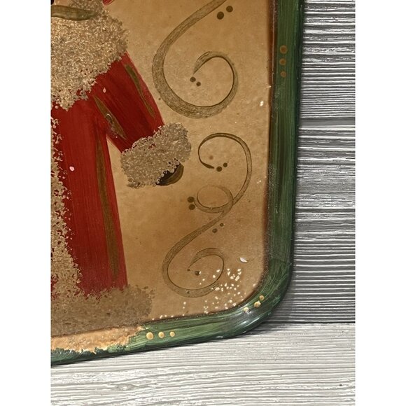 Vintage Look Santa Claus Hand Painted Tray Wall Decor Christmas Holiday - Picture 6 of 8